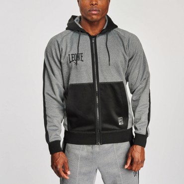 LEONE HOODED SWEATSHIRT MELANGE - GREY